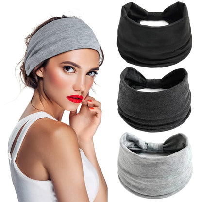 S&N Remille 3 Pack Wide Boho Headbands for Women and Girls, Elastic Turban Head Wrap Non-Slip Hair Bands for Sport Yoga and Running Headband Apparel & Accessories > Clothing Accessories > Bandanas & Headties S&N Remille Set-15  