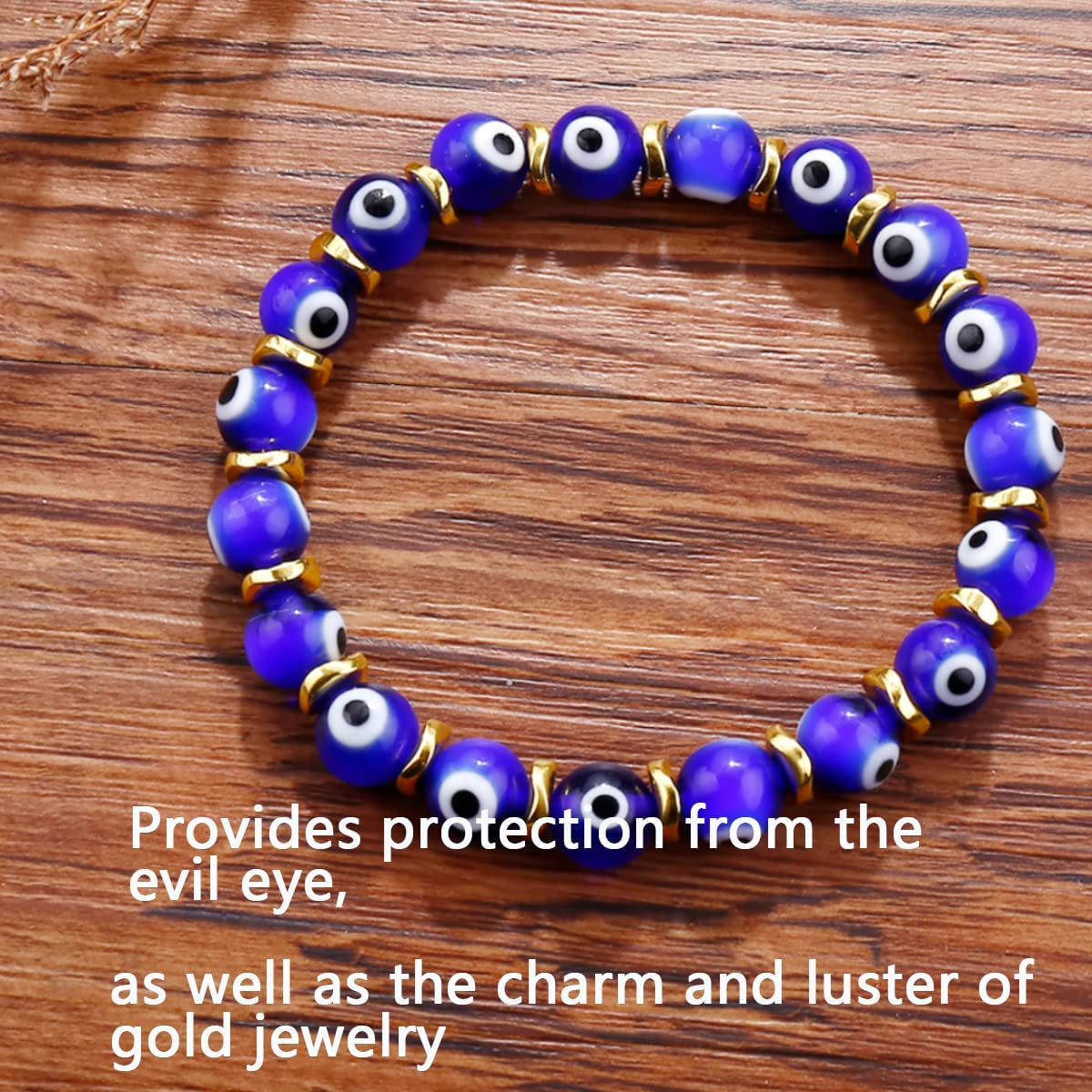 JUVJEW Evil Eye Bracelets for Women Protect 8Mm Ojo Glass Beaded Protection Stretch Braclet Jewelry Apparel & Accessories > Jewelry > Bracelets JUVJEW   