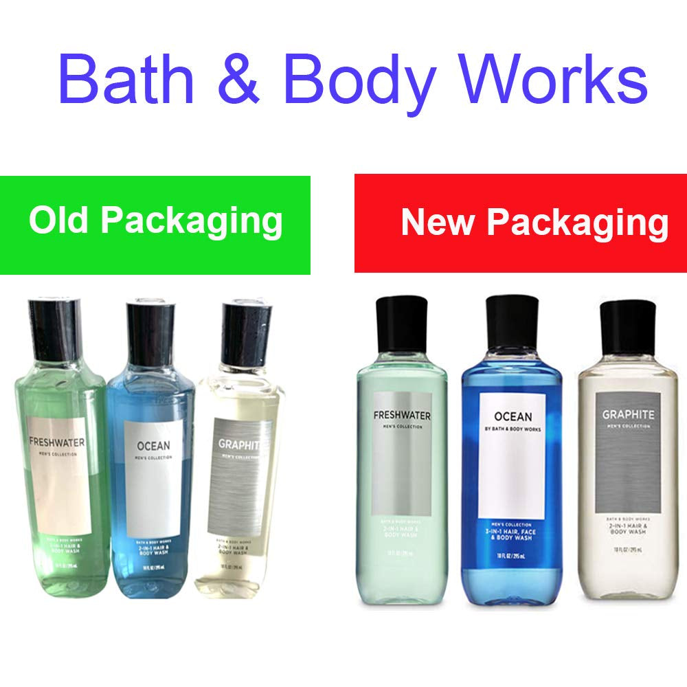Bath and Body Works 3 Pack 2-In-1 Hair + Body Wash Freshwater, Graphite and Ocean. 10 Oz. Health & Beauty > Personal Care > Cosmetics > Bath & Body Bath & Body Works   