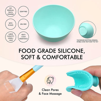 SHAREALL Face Mask Mixing Bowl Set with Silicone Facial Mask Bowl Mask Brush Cleanser Brush Spatula Headband Spray Bottle Pimple Popper Tool Kit Face Mask Applicator for Clay Mask & Jelly Mask 16PCS Health & Beauty > Personal Care > Cosmetics > Cosmetic Tools > Skin Care Tools SHAREALL   
