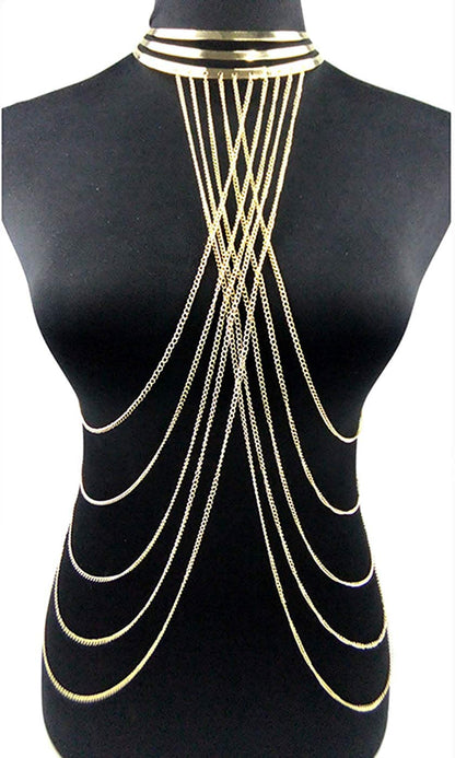 Nicute Gold Body Chain with Necklace Layered Bra Chains Summer Beach Body Jewelry for Women and Girls Apparel & Accessories > Jewelry > Body Jewelry Nicute   