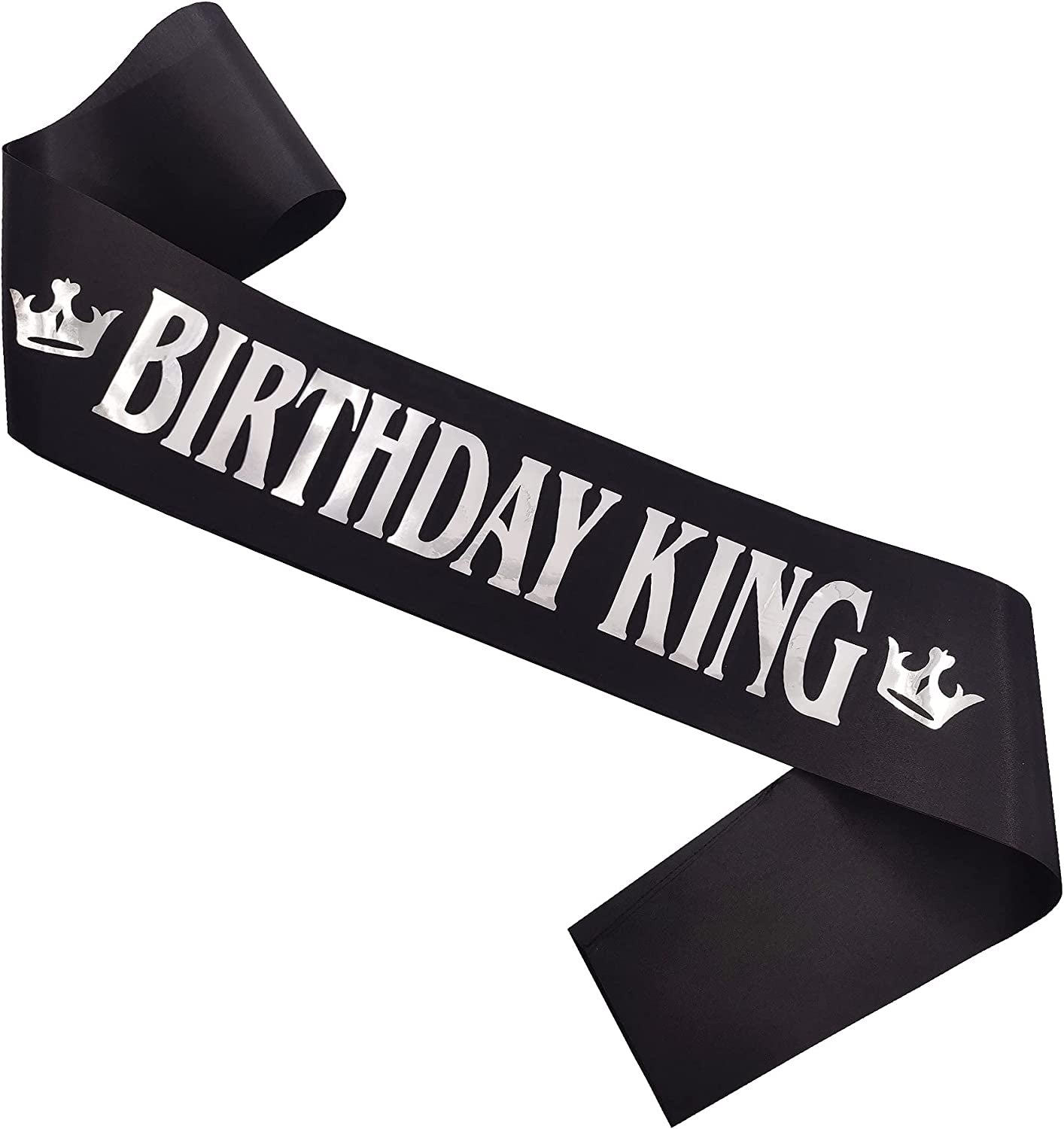 Birthday Gifts for Men,Boy Birthday King Sash Birthday Party Supplies and Decorations (Black-Silver） Apparel & Accessories > Clothing Accessories > Sashes MGJSRNH Black-men's  