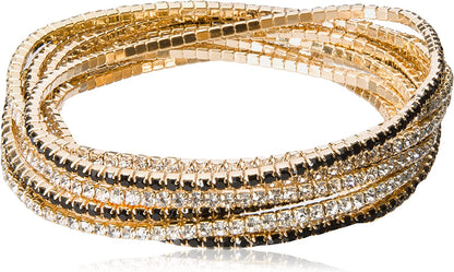 GUESS "Color Me Pretty 10 Piece Set Beads Stretch Bracelet Apparel & Accessories > Jewelry > Bracelets GUESS Gold/Jet  