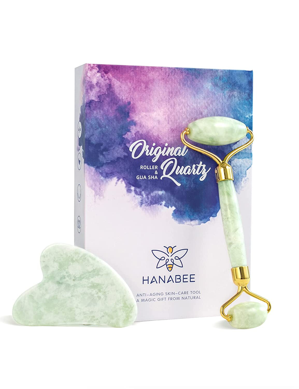 Gua Sha Jade Roller,Rose Quartz Face Roller Skin Care Tools,Beauty Facial Massager,Eye Roller for Puffy Eyes,Self Care Gifts for Women,Hanabee Skincare Sets & Kits (Moonstone) Health & Beauty > Personal Care > Cosmetics > Cosmetic Tools > Skin Care Tools HANABEE Light Green  