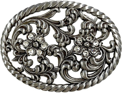 Rose Heart Flower Rhinestone Replacement Belt Buckle Fits 1-1/2"(38Mm) Belt Strap-Multi-Style Options Apparel & Accessories > Clothing Accessories > Belt Buckles Belts.com Type Buckle O - Ha0131 Antique Silver Crystal 1-1/2" 