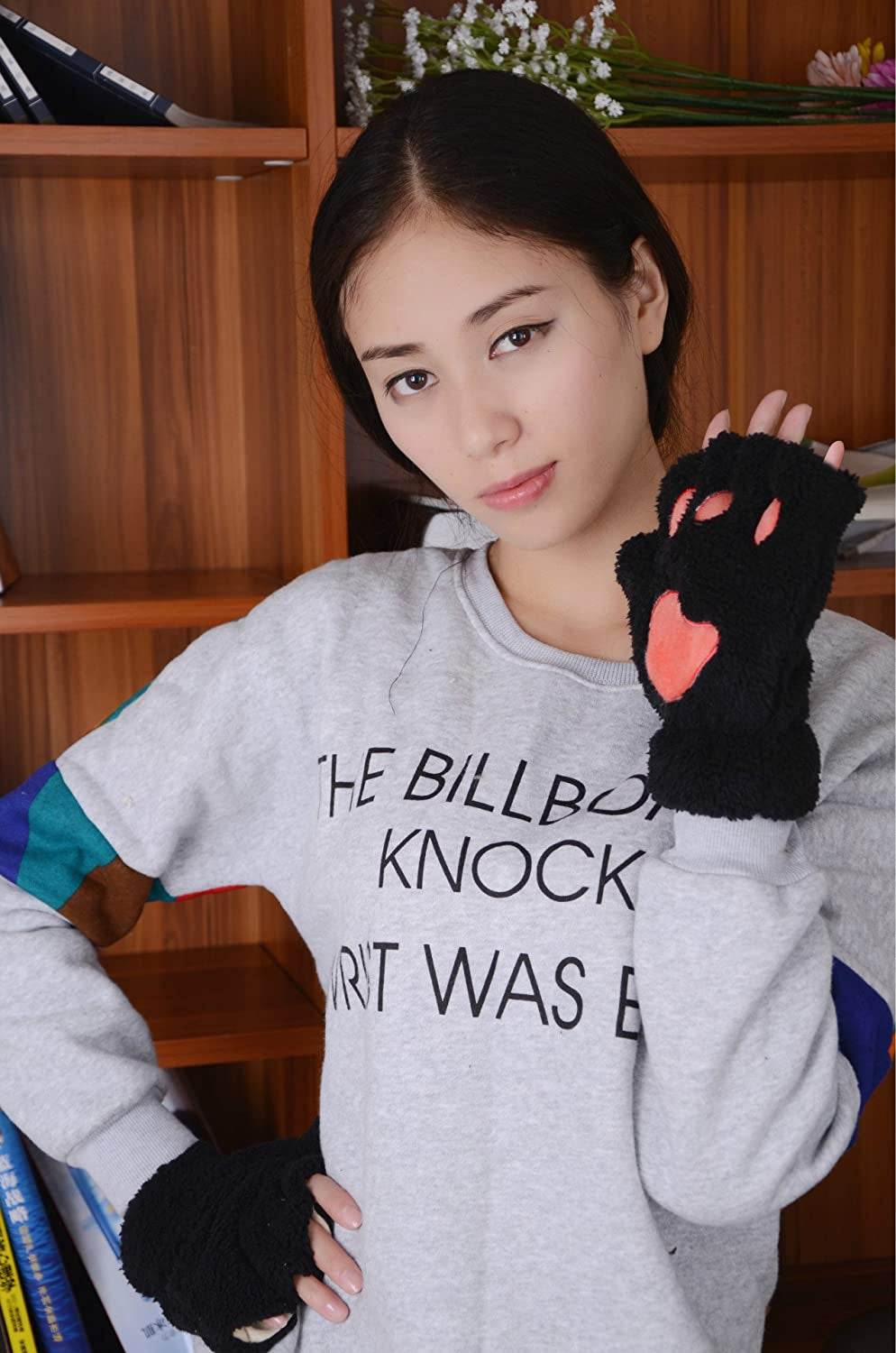 Mizhome Cat Bear Plush Claw Paw Mitten Soft Winter Gloves Costume Apparel & Accessories > Clothing Accessories > Gloves & Mittens MizHome   