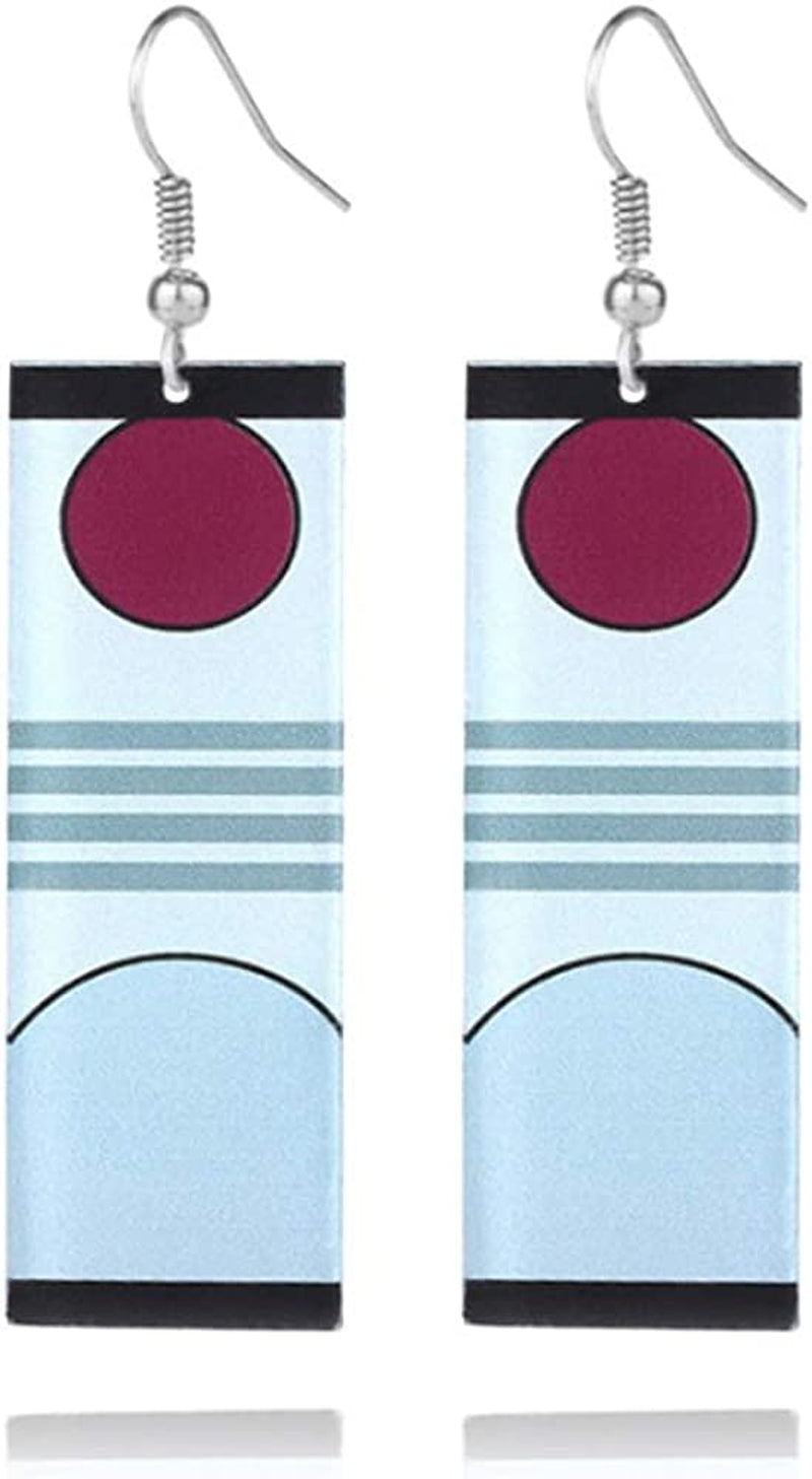 Demon Slayer Tanjiro &Hanafuda Earrings, Acrylic Earrings, Kimetsu No Yaiba Cosplay Anime Earrings Apparel & Accessories > Jewelry > Earrings FunMular ear hooks A  