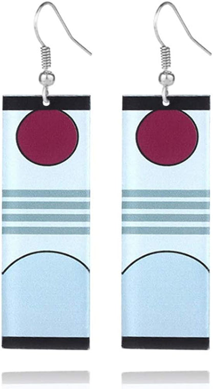 Demon Slayer Tanjiro &Hanafuda Earrings, Acrylic Earrings, Kimetsu No Yaiba Cosplay Anime Earrings Apparel & Accessories > Jewelry > Earrings FunMular ear hooks A  