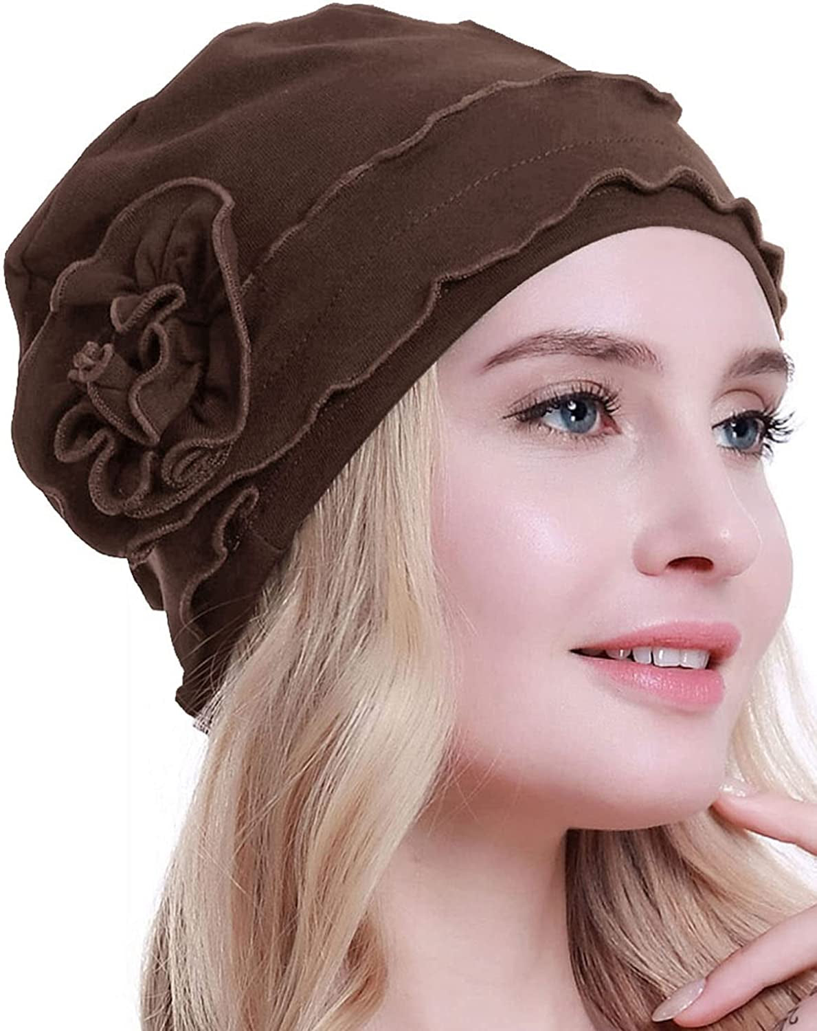 Osvyo Chemo Headwear Turban Cap for Women - Cancer Beanie Hair Loss Sealed Packaging Apparel & Accessories > Clothing Accessories > Headwear osvyo Cotton-light-coffee One Size 