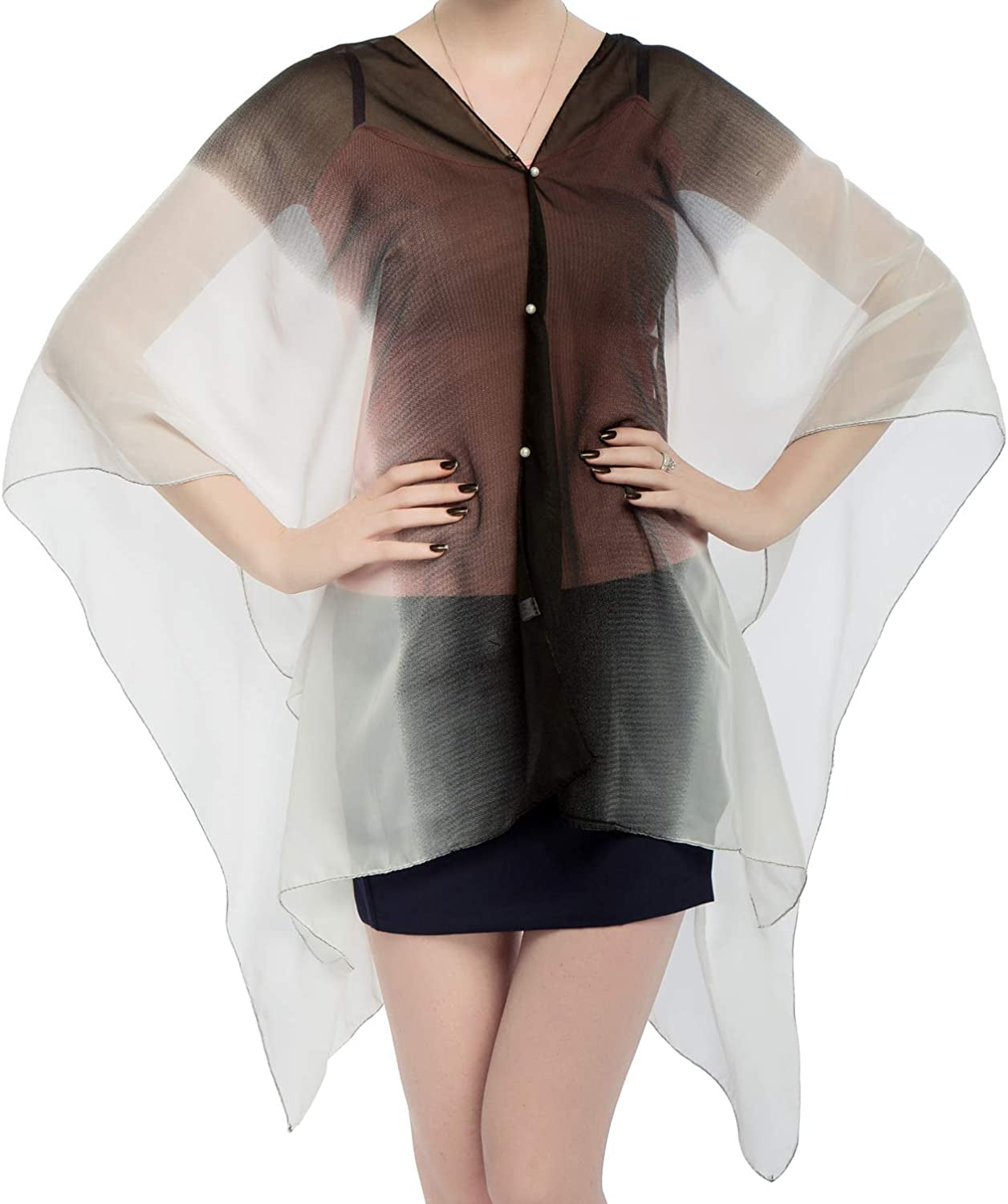 Women'S Chiffon Scarve Shawls Wraps Qunsia Floral Poncho Bikini Cover up Tops Apparel & Accessories > Clothing Accessories > Scarves & Shawls Qunsia   