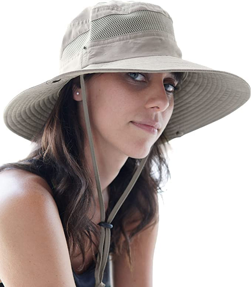 Geartop Wide Brim Sun Hat for Men and Women - Mens Bucket Hats with UV Protection for Hiking - Beach Hats for Women UPF 50+ Apparel & Accessories > Clothing Accessories > Hats GearTOP Beige 7-7 1/2 
