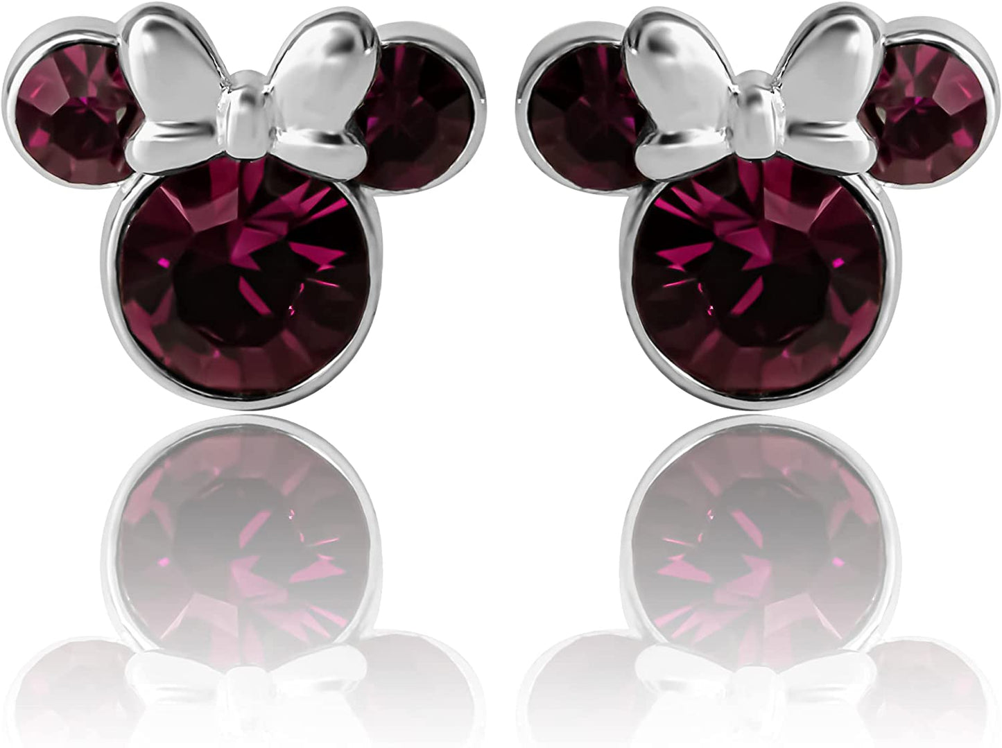 Disney Womens Minnie Mouse Birthstone Stud Earrings - Minnie Mouse Earrings - Birthstone Jewelry - Disney Jewelry Apparel & Accessories > Jewelry > Earrings Disney February-Amethyst Crystal  