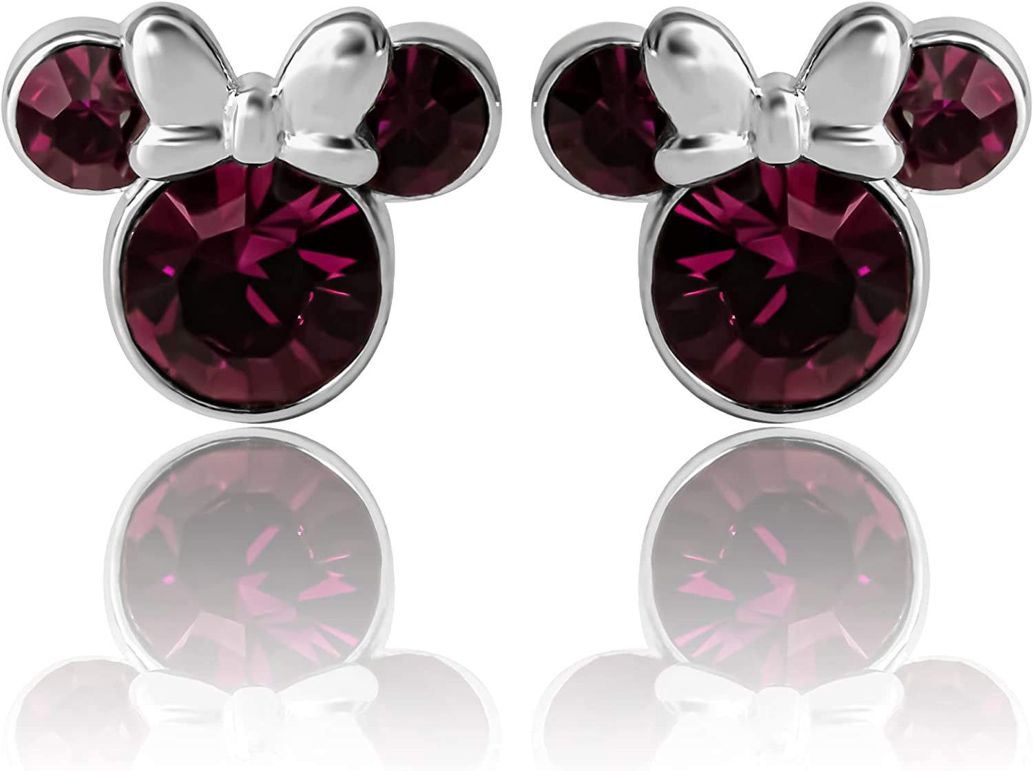 Disney Womens Minnie Mouse Birthstone Stud Earrings - Minnie Mouse Earrings - Birthstone Jewelry - Disney Jewelry Apparel & Accessories > Jewelry > Earrings Disney February-Amethyst Crystal  