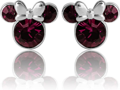 Disney Womens Minnie Mouse Birthstone Stud Earrings - Minnie Mouse Earrings - Birthstone Jewelry - Disney Jewelry Apparel & Accessories > Jewelry > Earrings Disney February-Amethyst Crystal  