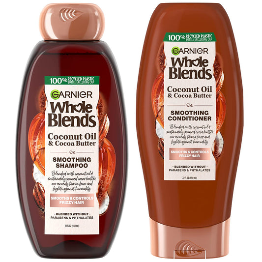 Garnier Whole Blends Smoothing Shampoo and Conditioner, Coconut Oil and Cocoa Butter Extracts, for Frizzy Hair, 22 Fl Oz Ea, 1 Kit (Packaging May Vary) Health & Beauty > Personal Care > Hair Care Garnier   