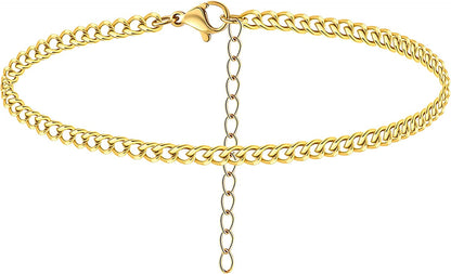 Silver Anklet Initial Ankle Bracelets for Women Teen Girls Figaro Chain Personalized Birthday Gifts for Women Summer Gift Beach Jewelry Anklet for Women Letter A-Z Jewelry Apparel & Accessories > Jewelry > Anklets JoycuFF 3mm  