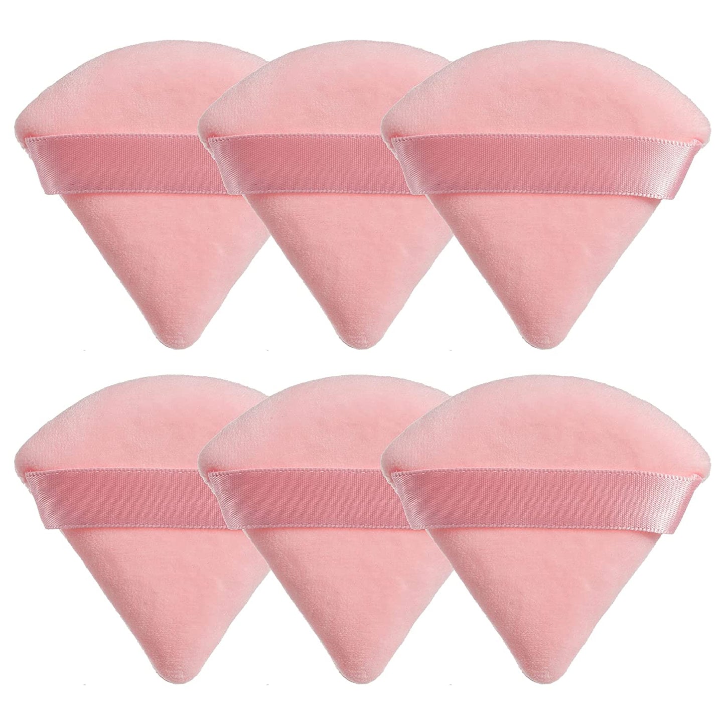 MOTZU 6 Pieces Pure Cotton Powder Puff, Made of Cotton Velour in Triangle Wedge Shape Designed for Contouring, under Eyes and Corners, 2.76 Inch Normal Size, with Strap, Makeup Tool for Cosmetic Health & Beauty > Personal Care > Cosmetics > Cosmetic Tools > Makeup Tools MOTZU Pink  