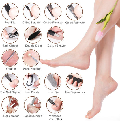 Professional Pedicure Kit, Rosmax 30 in 1 Pedicure Tools Stainless Steel Washable Foot Care Kit Dead Skin Remover Foot Spa Set at Home Health & Beauty > Personal Care > Foot Care Rosmax Life   