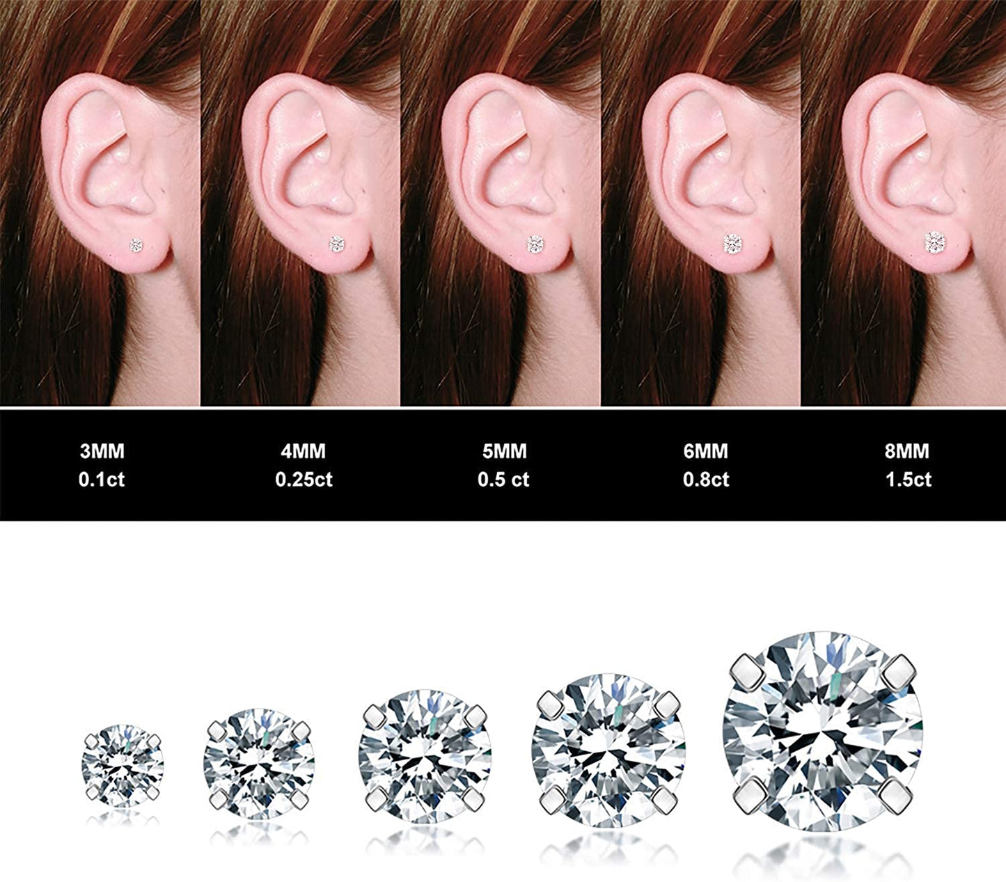 Cubic Zirconia Hypoallergenic Stud Earrings for Women Men Girls Statement Cartilage Fashion Surgical Steel Helix Earrings 5 Pairs Apparel & Accessories > Jewelry > Earrings Ayr   
