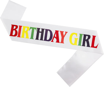 Memeyou Birthday Girl Sash,Birthday Sash for Women, Glitter Colorful Satin White Sash,Happy Birthday Princess Gifts for Little Girls,Sweet Funny Party Supplies Accessories for Kids Apparel & Accessories > Clothing Accessories > Sashes memeyou White Colorful  