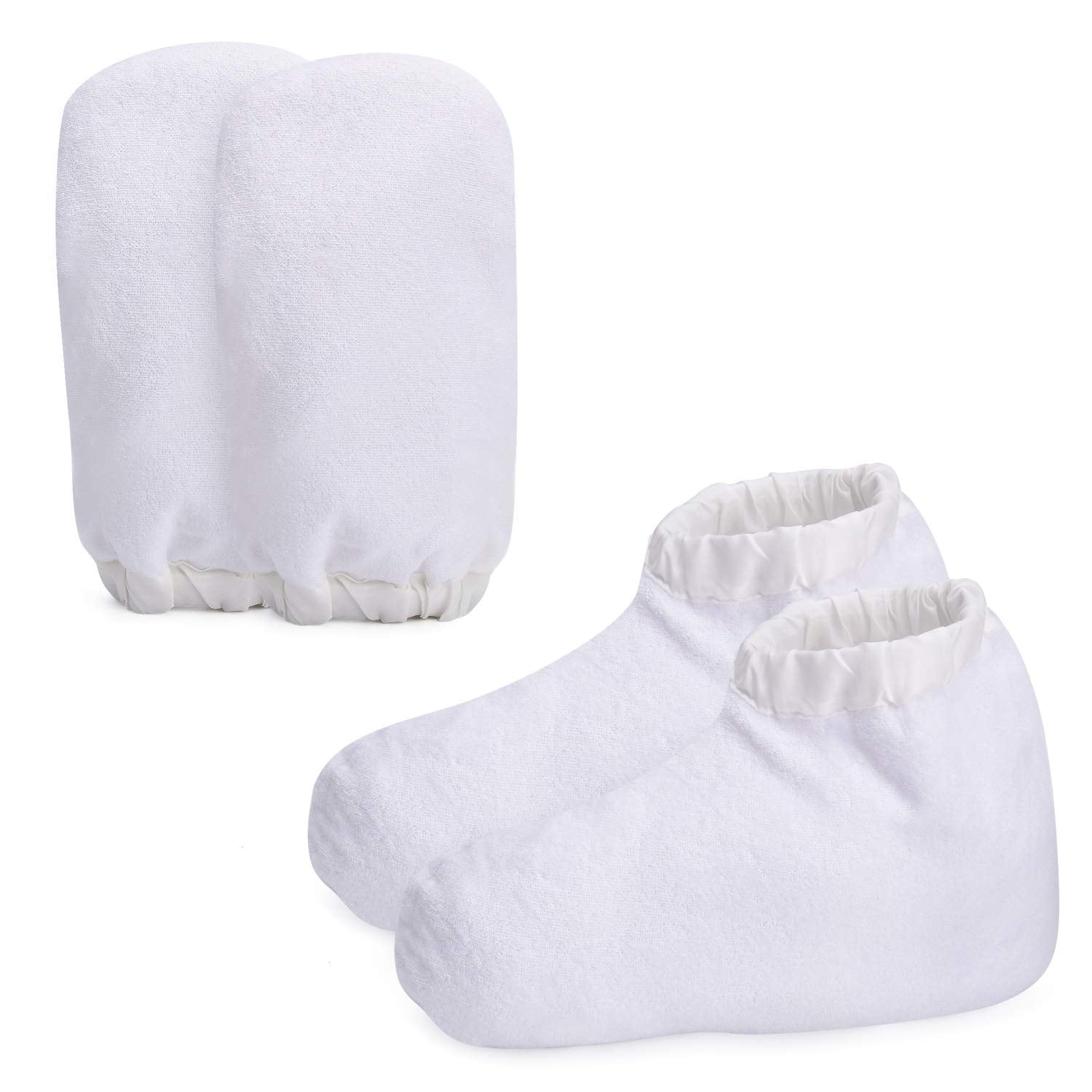 Noverlife Paraffin Wax Work Gloves & Booties, Wax Bath Hand Treatment Mitts Foot Spa Cover for Women, Thin Heat Therapy Insulated Soft Cotton Mittens Feet Hand Care Set - Blue Health & Beauty > Personal Care > Foot Care Noverlife White - Thick Fabric & Elastic Closure  