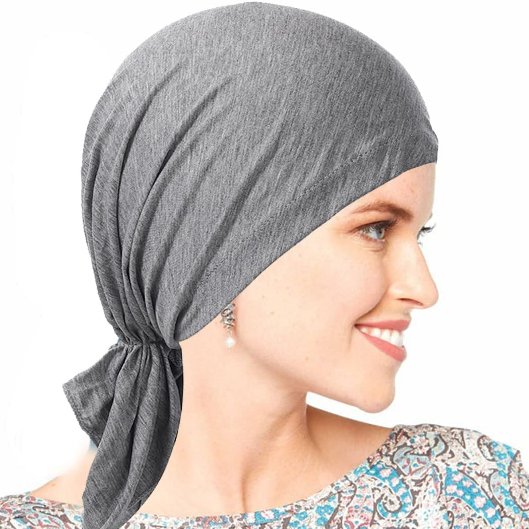 GORTIN Chemo Headwear Black Turban Headscarfs Cancer Slip on Headwear for Hair Loss Pre-Tied Sleep Beanie Headwraps for Women Apparel & Accessories > Clothing Accessories > Headwear GORTIN   