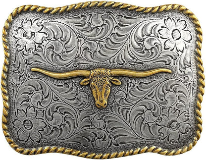 Western Lady Bull Texas Longhorn Steer Head Belt Buckle Fits 1-1/2"(38Mm) Multi-Style Options Apparel & Accessories > Clothing Accessories > Belt Buckles Belts.com Type Buckle G46 - H8143 Antique Silver Gold 1-1/2" 