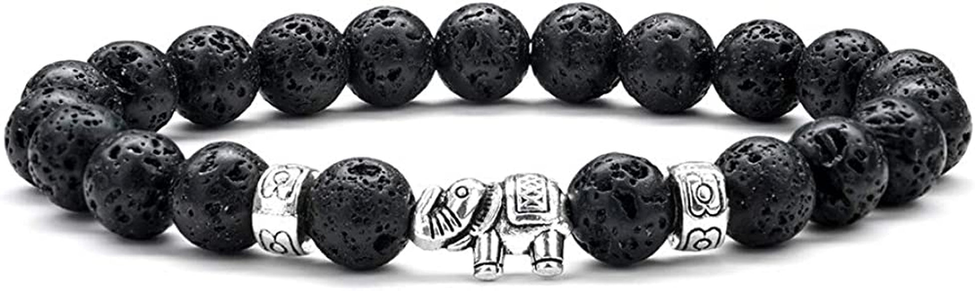 Gifts for Women Elephant Bracelet, 8Mm Natural White Howlite Bracelets for Women Men Stress Relief Yoga Bracelet Bead Bracelets for Women Elephant Gifts for Women Girls Apparel & Accessories > Jewelry > Bracelets M MOOHAM Obsidian  