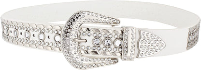 CLARA Women Vintage Western Waist Belt Double Buckle Belt PU Leather Waistband for Jeans Dress Apparel & Accessories > Clothing Accessories > Belts CLARA 01903white  