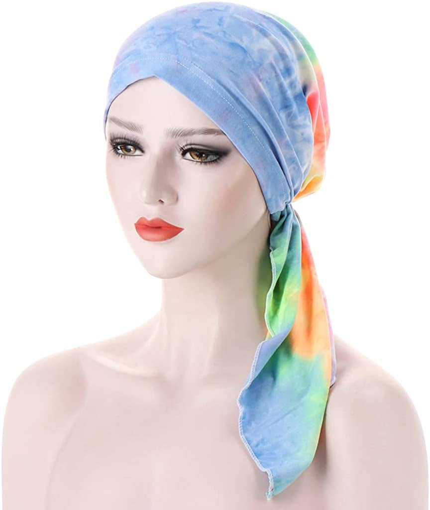 Fxhixiy Pre-Tied Bandana Turban Hat Chemo Cancer Headscarf Headwraps Headwear for Women Hair Cover Hat Apparel & Accessories > Clothing Accessories > Bandanas & Headties Fxhixiy   