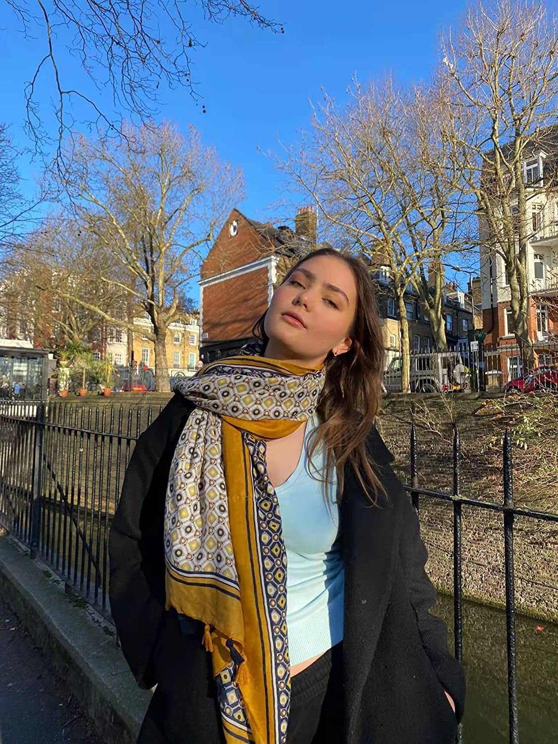 FRAIFICE Lightweight Scarf for Women for Spring Summer Fall Floral Scarves Shawl Wrap Pashimina with Tassels Apparel & Accessories > Clothing Accessories > Scarves & Shawls FRAIFICE   