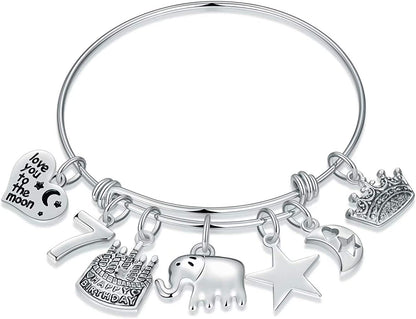 Birthday Gifts for Women Girls Bracelet, Expandable Charm Bracelets 5Th 6Th 7Th 8Th 9Th 10Th 20Th 30Th 40Th 50Th 60Th 70Th 80Th 90Th Birthday Gift for Friend, Mom, Daughter, Niece, Sister, Grandma Apparel & Accessories > Jewelry > Bracelets M MOOHAM "7th"  
