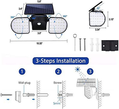 Fitybow Solar Lights Outdoor, Solar Security Lights with Motion Sensor 56 LED Solar Spotlight Lights Waterproof Solar Powered Wall Light Dual Head 360°Rotatable for Yard Garage Patio (2Pack) Apparel & Accessories > Jewelry > Body Jewelry Fitybow   
