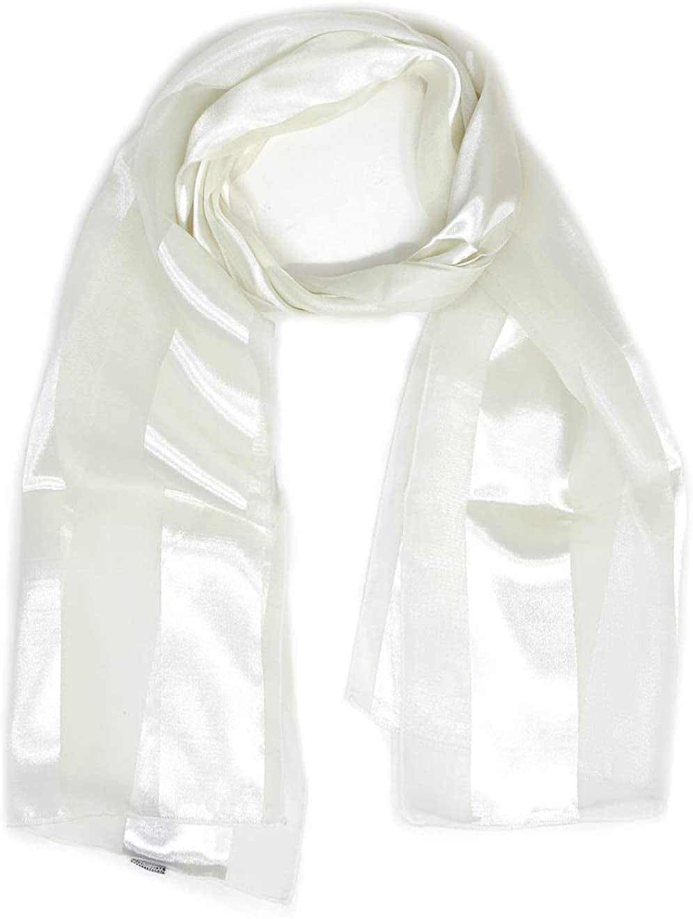 Scarfs for Women Lightweight Soft Silky Scarves 60" Long Satin Chiffon Stripe Neckerchief Gold Red Pink Black More Apparel & Accessories > Clothing Accessories > Scarves & Shawls SERENITA Ivory  