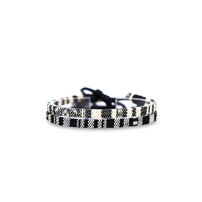 Surfer Beach Bracelet Set Men & Women - Braided Boho Summer Bracelets - Handmade Festival Jewelry - 100% Waterproof & Adjustable - Friendship Gift - Ethnic Hippie Style (Black & Ruby Red) Apparel & Accessories > Jewelry > Bracelets Made by Nami Black & White  