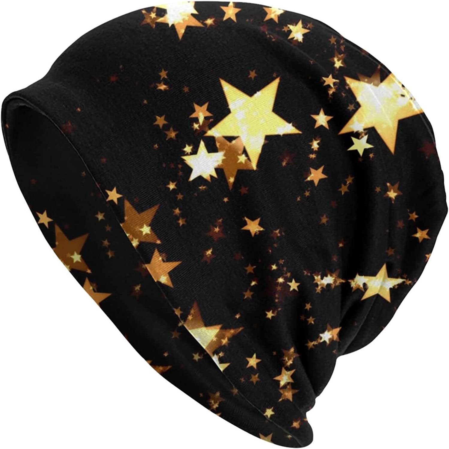 Gold Star Slouchy Beanie Chemo Headwear Knit Hat Scarf Sleep Skull Cap for Women Men Apparel & Accessories > Clothing Accessories > Headwear ybovejuk Gold Star One Size 