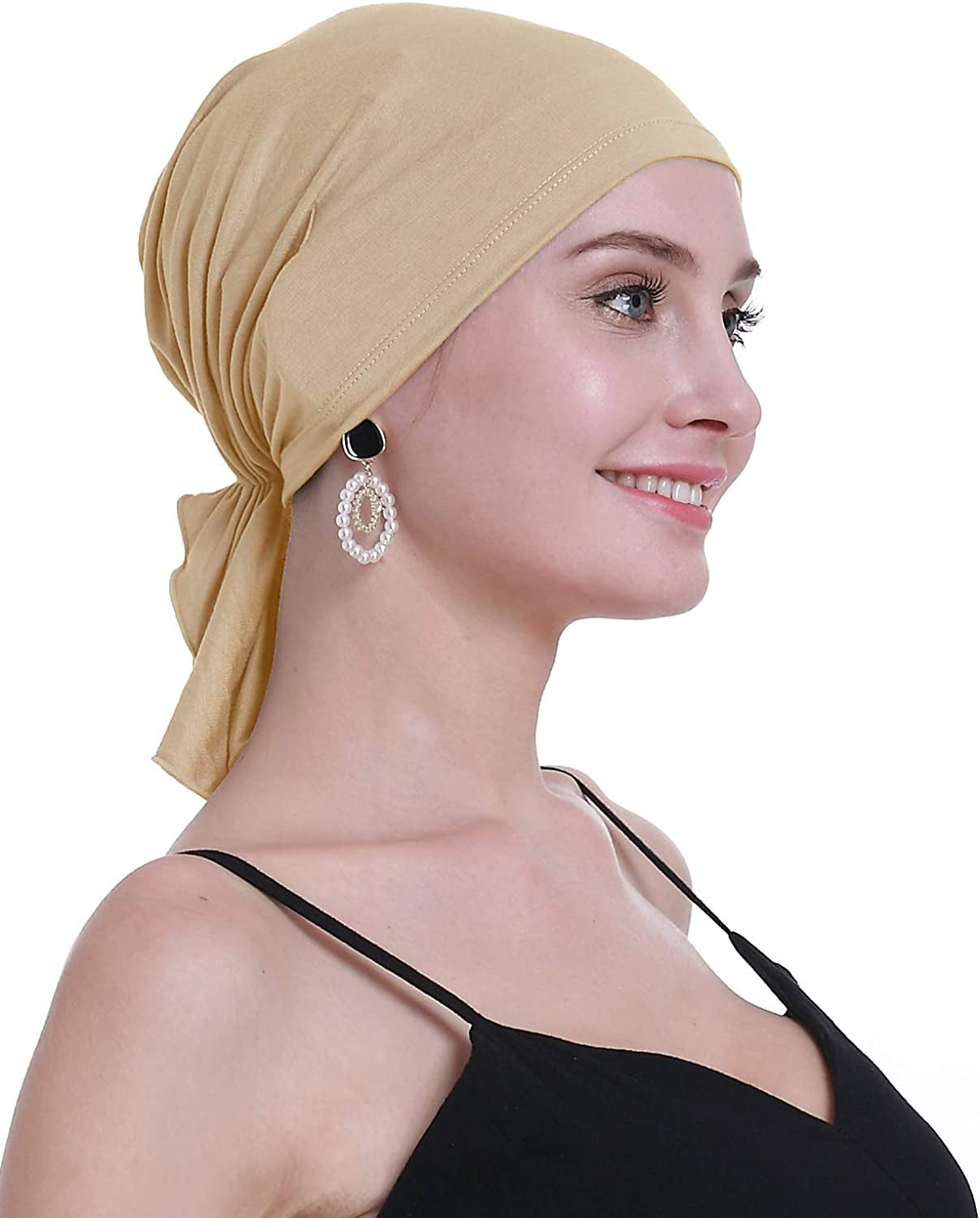 Osvyo Bamboo Chemo Headscarf for Women Hair Loss - Cancer Slip on Headwear Turbans Sealed Packaging Apparel & Accessories > Clothing Accessories > Headwear osvyo Bamboo Light Apricot One Size 