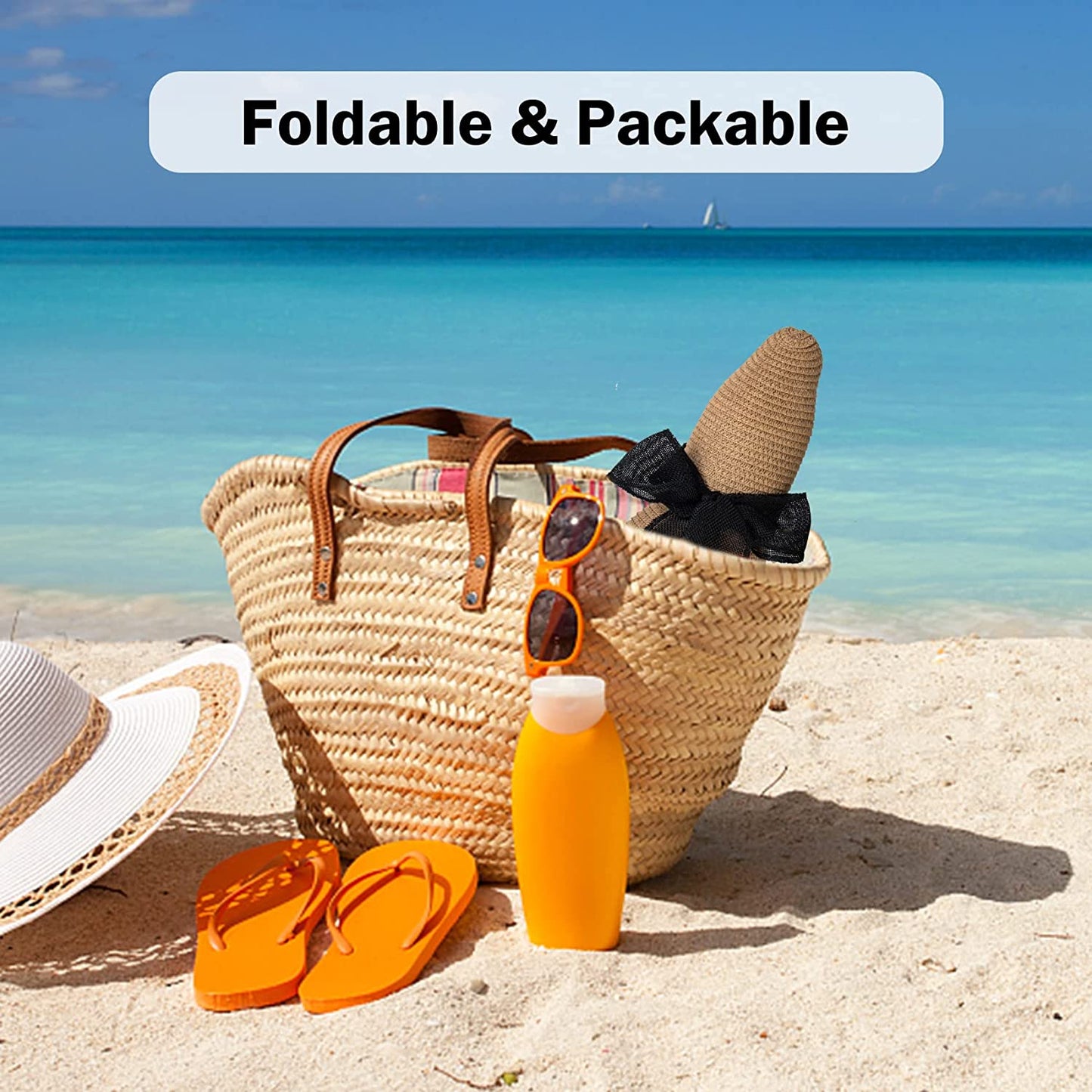 Sun Hats for Women Wide Brim Summer Beach Hats for Women Foldable Travel Straw UV Protection Apparel & Accessories > Clothing Accessories > Hats Sierry   