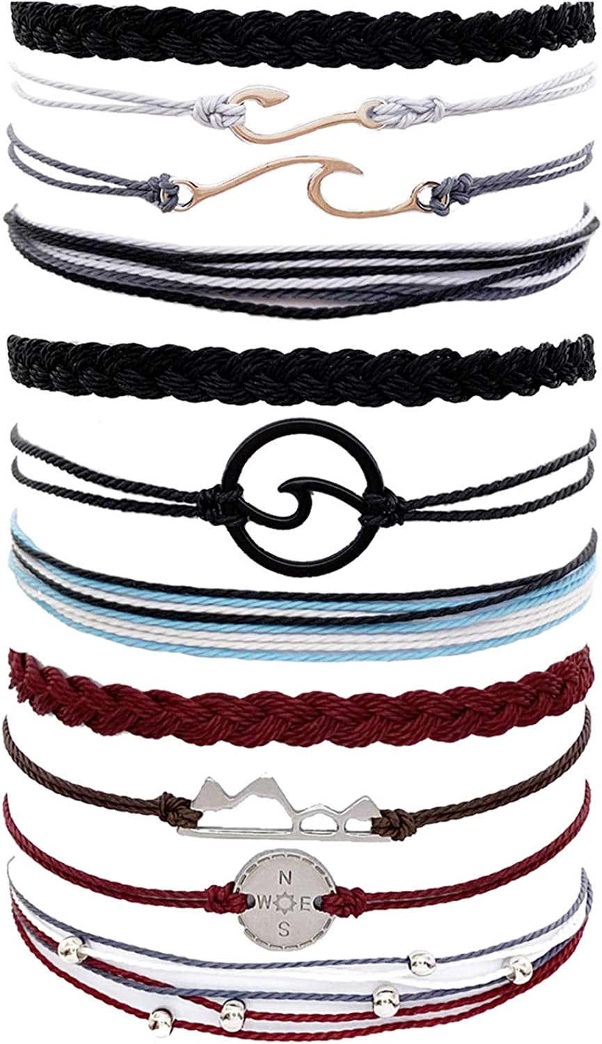 Waterproof String Bracelets for Girls Summer Wave Bracelet Friendship Handmade Wave Bracelet Apparel & Accessories > Jewelry > Bracelets Highven A-11pcs-String Bracelets  