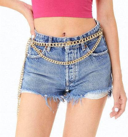 FAN&LOUIS Gold Waist Chain Belt for Women Dresses Metal Link Dangling Cinturones De Mujer Apparel & Accessories > Jewelry > Body Jewelry FAN&LOUIS   