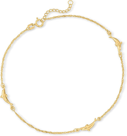 Ross-Simons 14Kt Yellow Gold Dolphin Anklet. 9 Inches Apparel & Accessories > Jewelry > Anklets Ross-Simons   