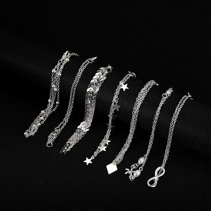 Softones 16Pcs Ankle Bracelets for Women Girls Gold Silver Two Style Chain Beach Anklet Bracelet Jewelry Anklet Set,Adjustable Size Apparel & Accessories > Jewelry > Anklets Softones   