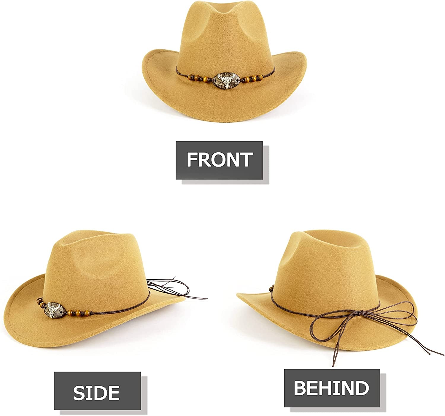 Gossifan Womens Classic Western Cowgirl Cowboy Wide Brim Hats with Belt - Aa-Camel Apparel & Accessories > Clothing Accessories > Hats Gossifan   