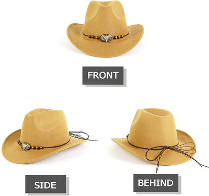 Gossifan Womens Classic Western Cowgirl Cowboy Wide Brim Hats with Belt - Aa-Camel Apparel & Accessories > Clothing Accessories > Hats Gossifan   