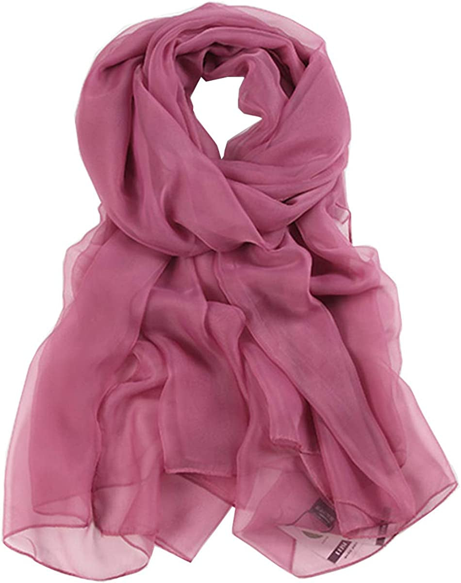 K-Elewon Solid Color Silk Scarf Fashion Scarves Wrap Long Lightweight Shawls for Women Apparel & Accessories > Clothing Accessories > Scarves & Shawls K-Elewon Mauve Pink  