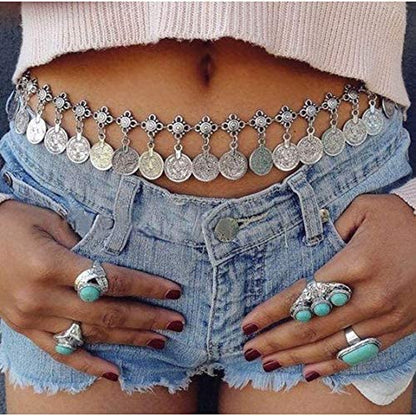 Idealway Gypsy Silver Dangle Coins Belly Chain Hippie Boho Belt Belly Dance Chain Body Jewelry Apparel & Accessories > Jewelry > Body Jewelry idealway   