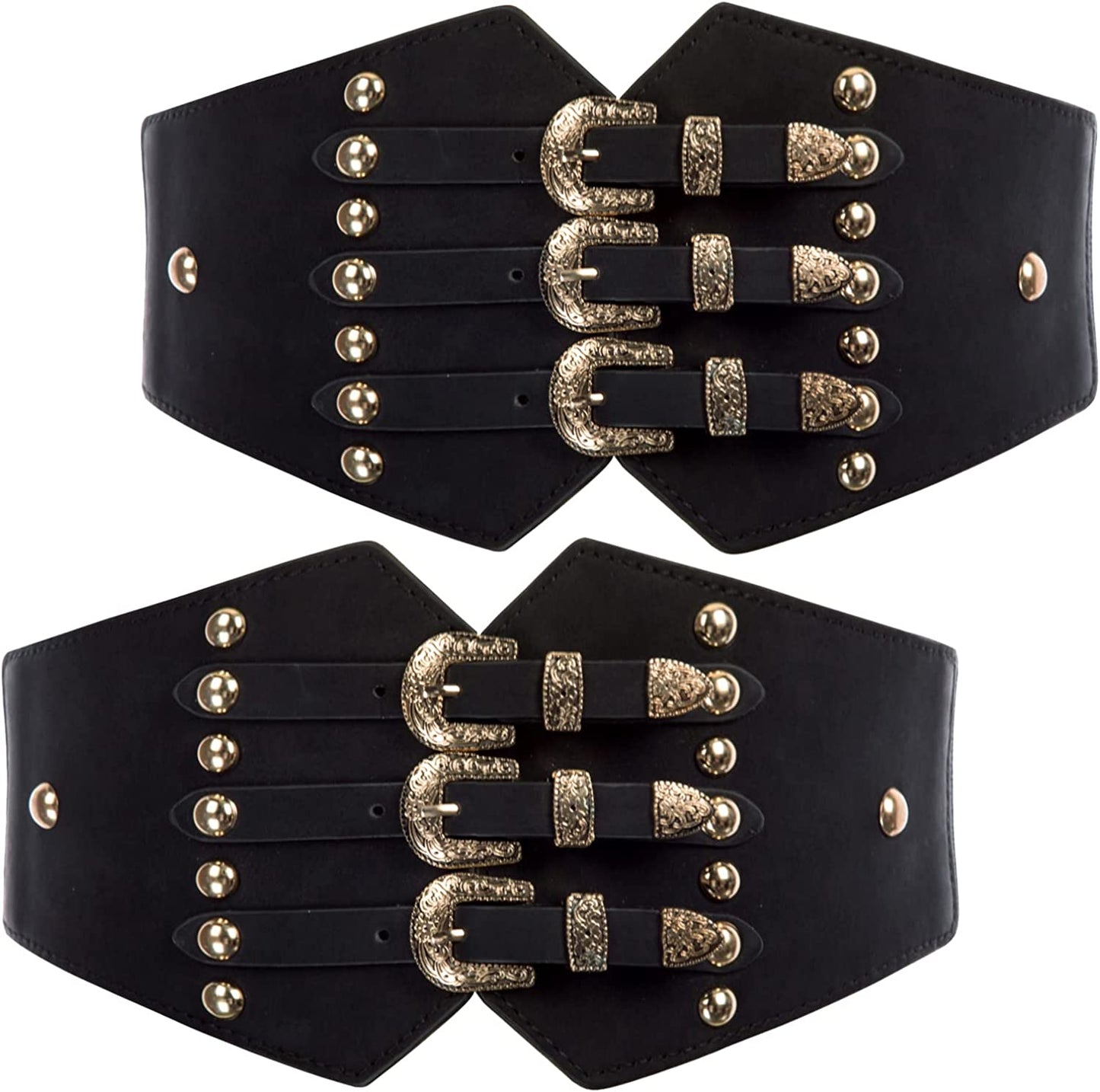 SCARLET DARKNESS Vintage Classic Cincher Wide Belt Elastic Leather Waist Belt Apparel & Accessories > Clothing Accessories > Belts Scarlet Darkness 2 Piece-black and Black Medium 