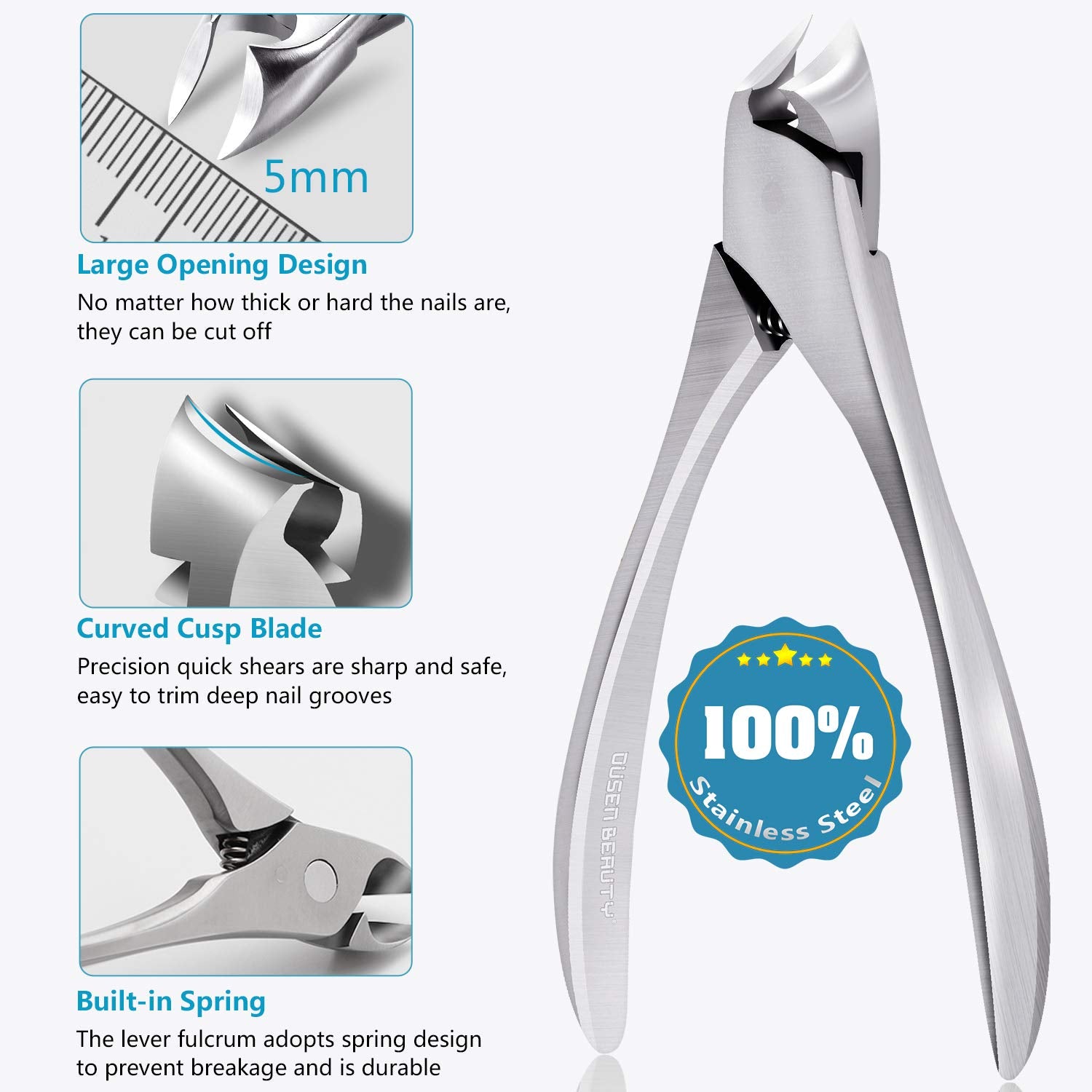 Nail Clippers for Thick Nails, Professional Ingrown Toenail Clippers Podiatrist Tools, Wide Jaw Opening Thick Nail Clippers, Stainless Steel Large Toenail Clippers Pedicure Kit 4 Pcs for Seniors & Men Health & Beauty > Personal Care > Cosmetics > Cosmetic Tools > Nail Tools Ousen Beauty   