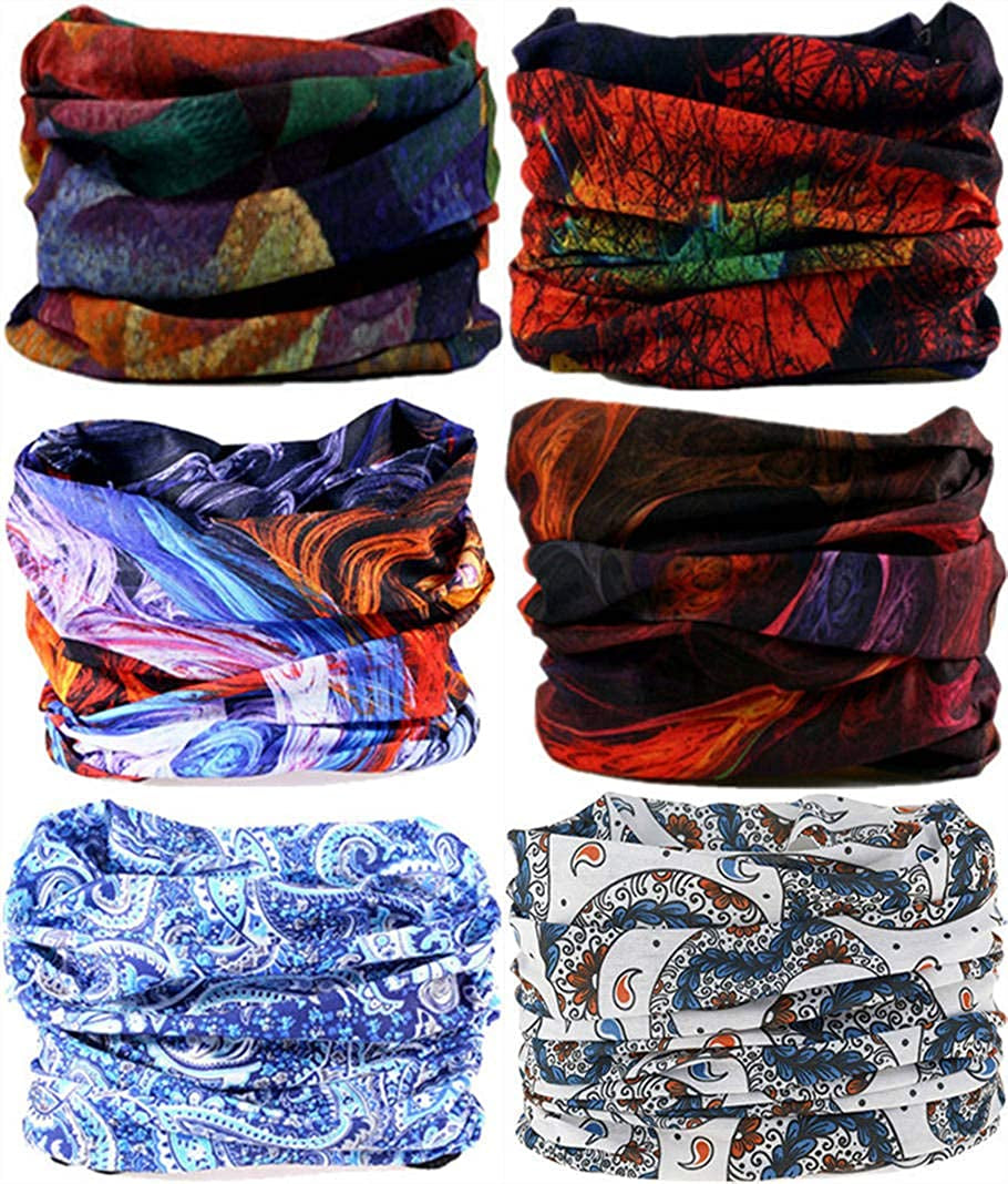 VANCROWN Neck Gaiter Headband Headwear Head Wrap Face Mask Magic Scarf Bandana for Men and Women Apparel & Accessories > Clothing Accessories > Bandanas & Headties VANCROWN 6pcs.painting  