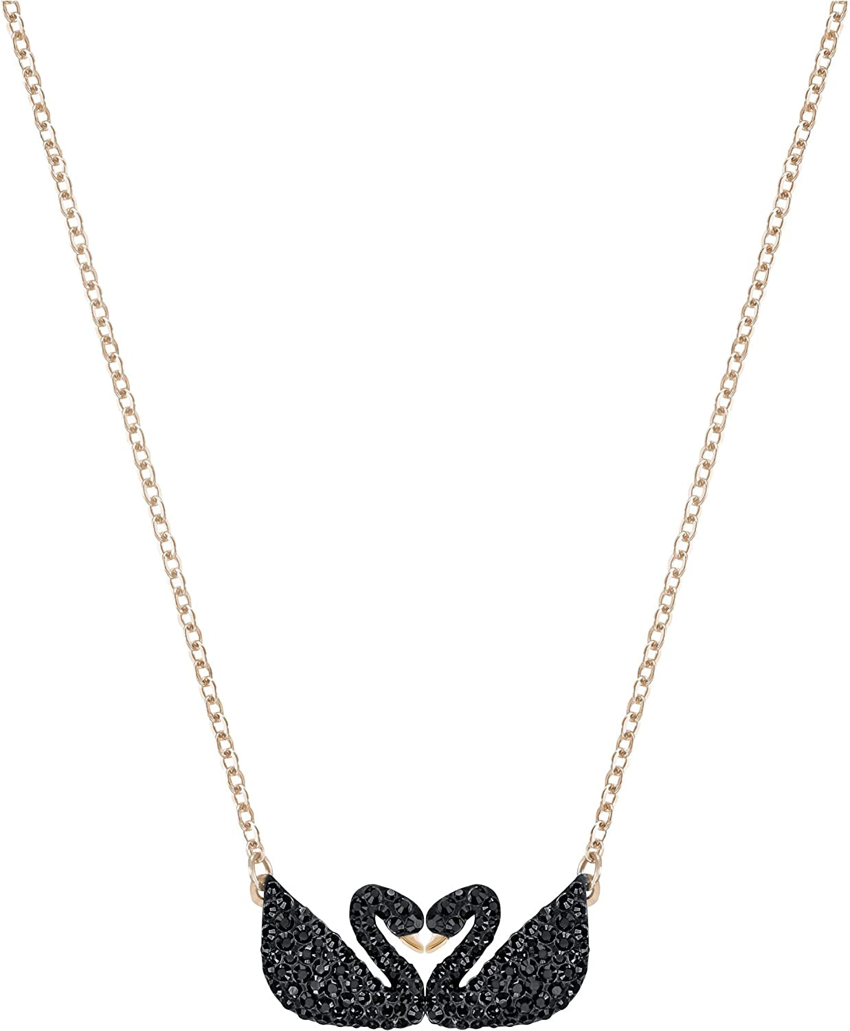 Swarovski Iconic Swan Jewelry Collection, Rose Gold Tone Finish, Black Crystals Apparel & Accessories > Jewelry > Earrings SWAROVSKI Double Swan Necklace  